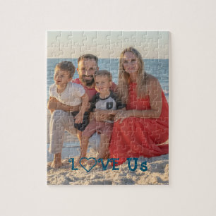 "LOVE US" Family Photo PERSONALIZE Jigsaw Puzzle