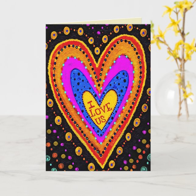 Love Us Modern Black Colorful Stylish Valentine Card (Yellow Flower)