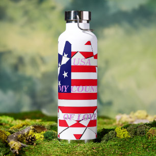 Love USA: Country of Love Stay. Hydrated in Style Water Bottle