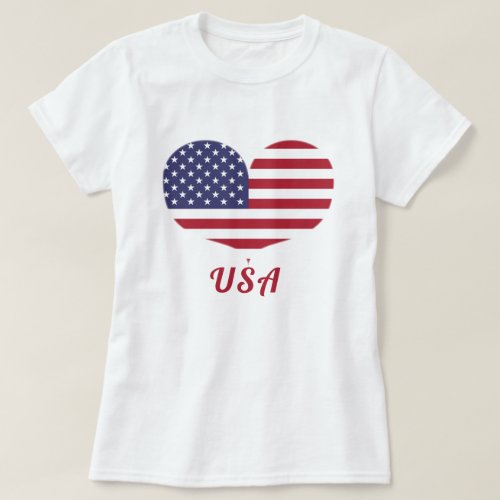 Love USA  Heart Shaped American Flag T_Shirt