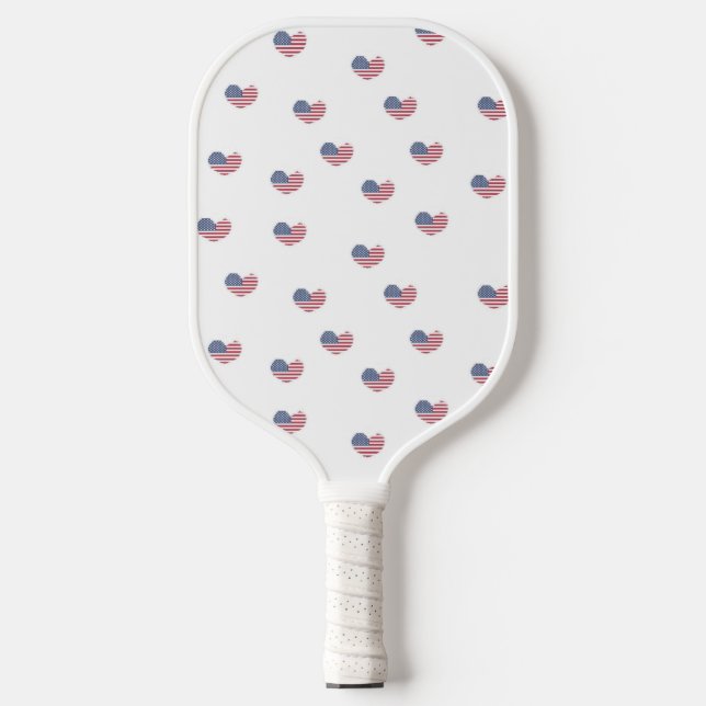 Love usa pattern on white pickleball paddle (Front)