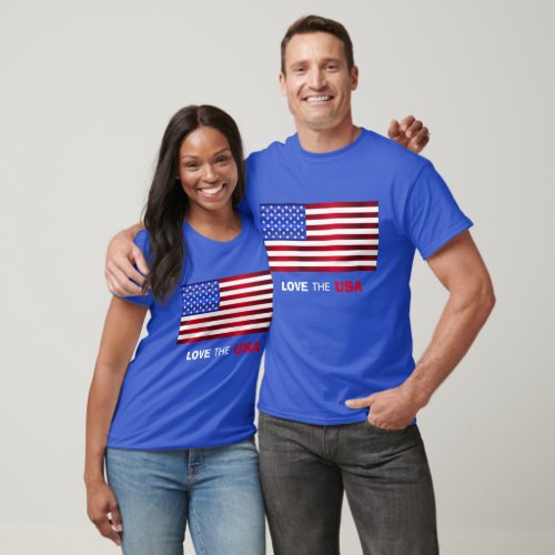 Love USARed White Blue Flag T_Shirt