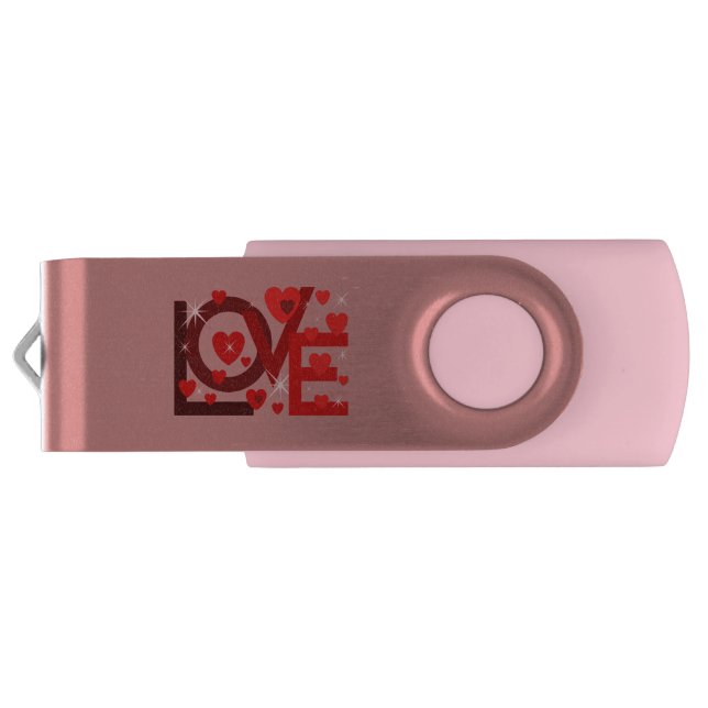 LOVE VALENTINE, BIRTHDAY PARTY GIFT WITH HEARTS ,  FLASH DRIVE (Back)