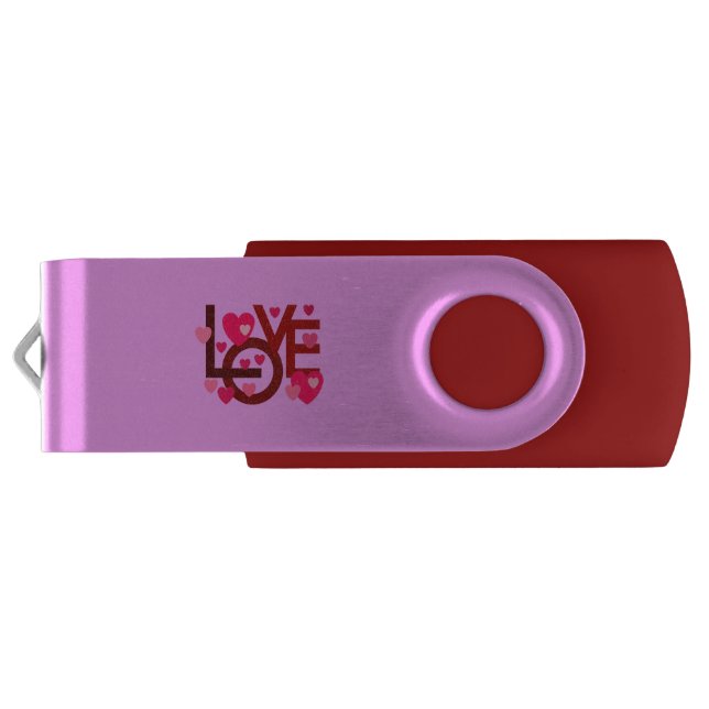 LOVE VALENTINE, BIRTHDAY PARTY GIFT WITH HEARTS ,  FLASH DRIVE (Back)
