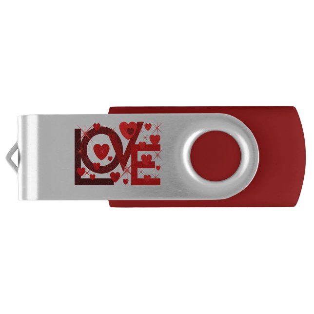 LOVE VALENTINE, BIRTHDAY PARTY GIFT WITH HEARTS ,  FLASH DRIVE (Back)