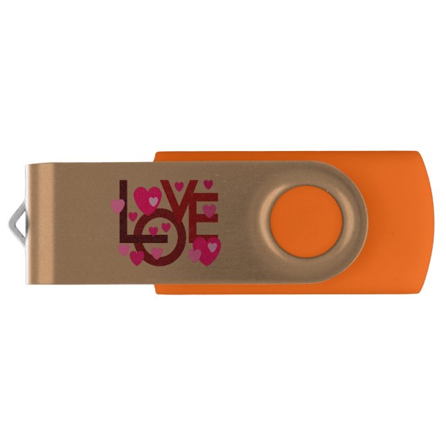 LOVE VALENTINE, BIRTHDAY PARTY GIFT WITH HEARTS ,  FLASH DRIVE (Back)