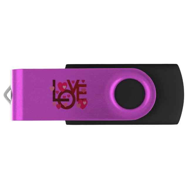 LOVE VALENTINE, BIRTHDAY PARTY GIFT WITH HEARTS ,  FLASH DRIVE (Back)