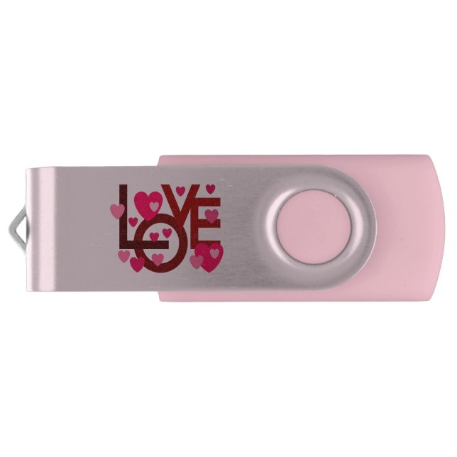 LOVE VALENTINE, BIRTHDAY PARTY GIFT WITH HEARTS ,  FLASH DRIVE (Back)
