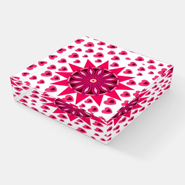 LOVE VALENTINE, BIRTHDAY PARTY GIFT WITH HEARTS PA PAPERWEIGHT (Angled)