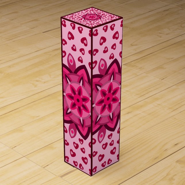 LOVE VALENTINE, BIRTHDAY PARTY GIFT WITH HEARTS WI WINE BOX (Front)