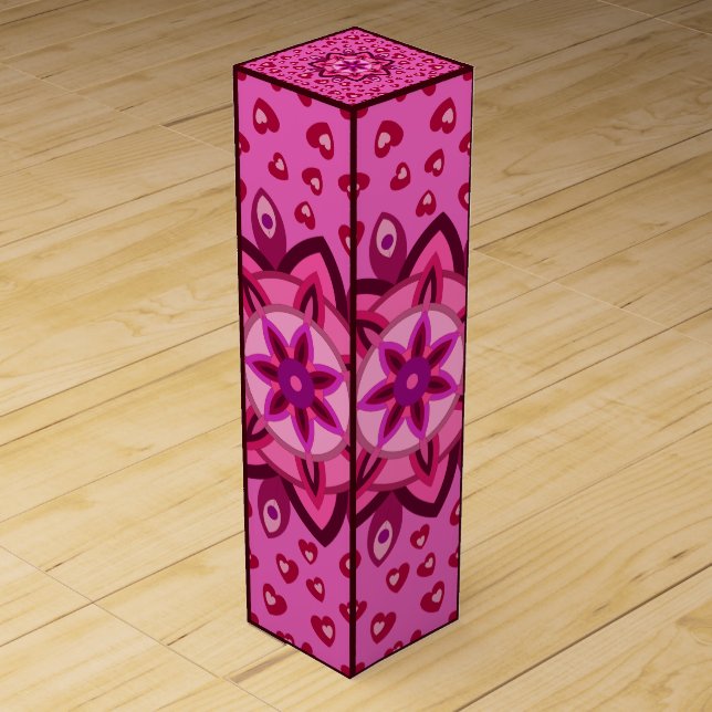 LOVE VALENTINE, BIRTHDAY PARTY GIFT WITH HEARTS WI WINE BOX (Front)
