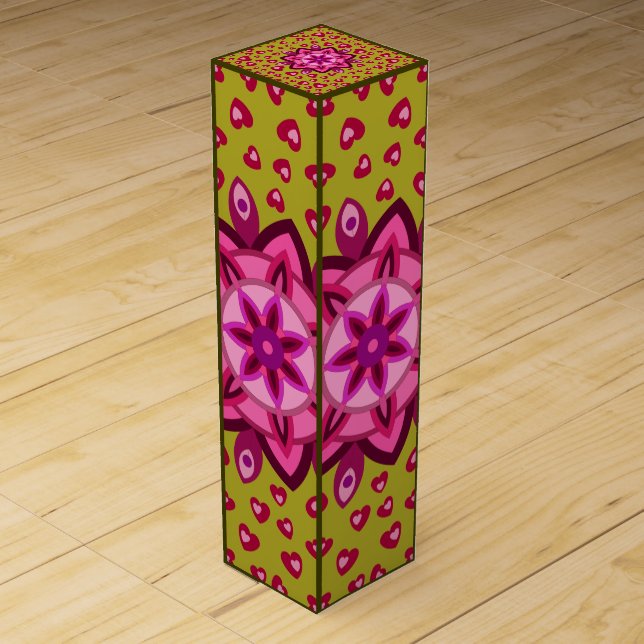 LOVE VALENTINE, BIRTHDAY PARTY GIFT WITH HEARTS WI WINE BOX (Front)