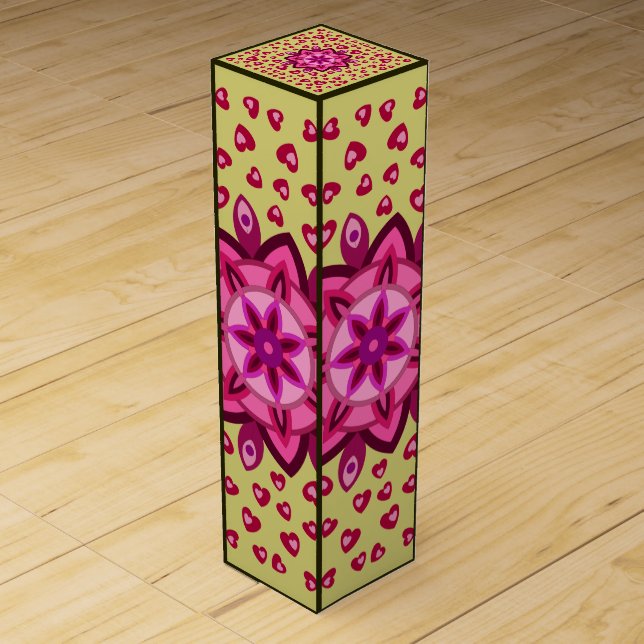 LOVE VALENTINE, BIRTHDAY PARTY GIFT WITH HEARTS WI WINE BOX (Front)
