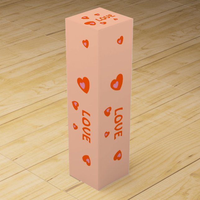 LOVE VALENTINE, BIRTHDAY, PARTY, GIFT WITH HEARTS  WINE BOX (Front)