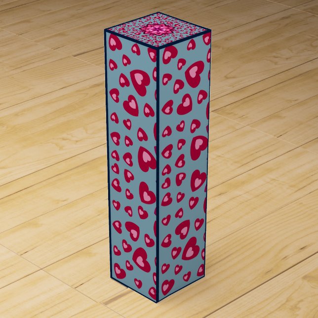 LOVE VALENTINE, BIRTHDAY PARTY GIFT WITH HEARTS WINE BOX (Front)