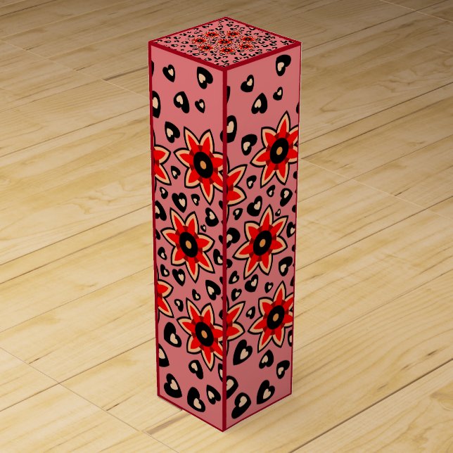 LOVE VALENTINE, BIRTHDAY, PARTY, GIFT WITH HEARTS WINE BOX (Front)