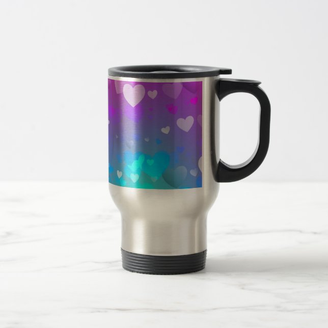 Love, Valentine, Day, Heart, Women, Pink, Rose Travel Mug (Right)