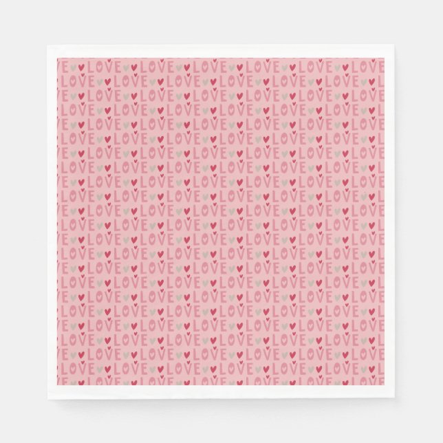 Love Valentine Day Hearts Napkins (Front)