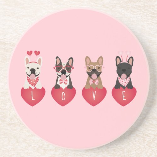 Love Valentine French Bulldogs Coaster