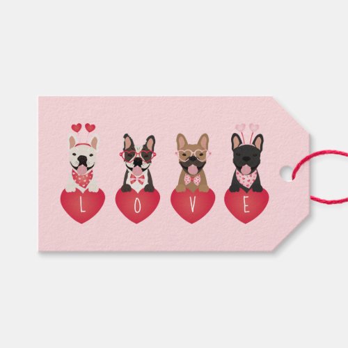 Love Valentine French Bulldogs Gift Tags