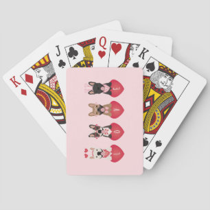 Love Valentine French Bulldogs Poker Cards
