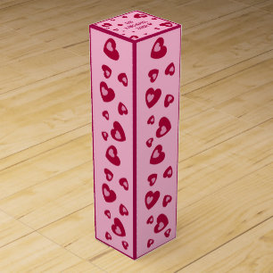 LOVE VALENTINE, GIFT WITH HEARTS WINE BOX