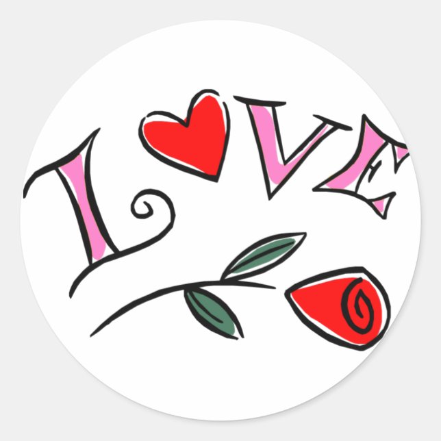 Love Valentine Hearts and Rose Gif... - Customized Classic Round Sticker (Front)