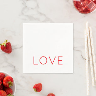 LOVE Valentine Modern Typography Red Hot Fun Napkins