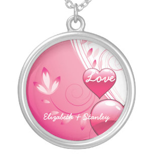 Love Valentine’s Day hearts swirls silver pendant