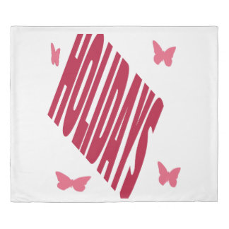 Love Valentine’s Day Typography Pink ButterflY Duvet Cover