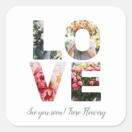 LOVE Valentine Theme Customizable Photo Letters Square Sticker
