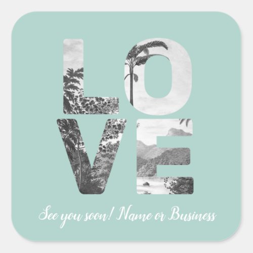 LOVE Valentine Theme Customizable Photo Pattern Square Sticker