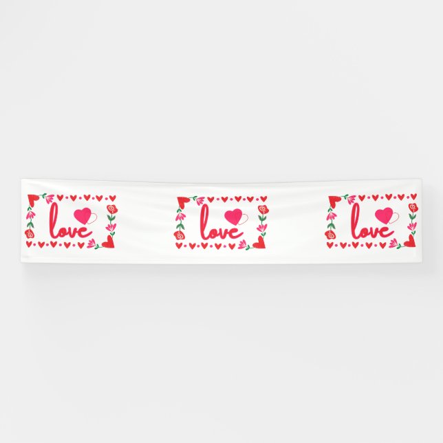 Love Valentine's Day 2.5x12 Vinyl Banner (Horizontal)