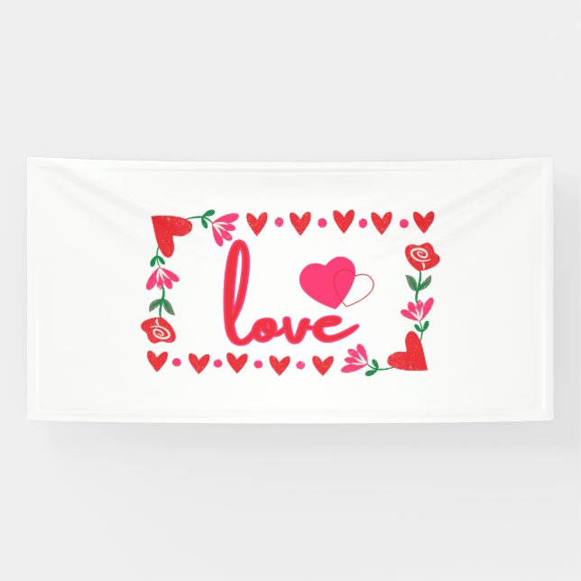 Love Valentine's Day 4x8 Vinyl Banner (Horizontal)
