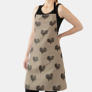 Love Valentine's Day Black Heart Sketch Apron