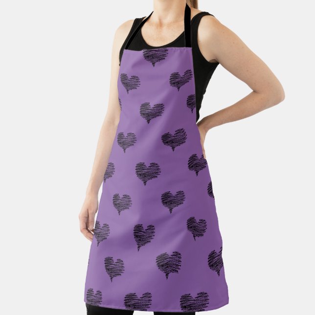 Love Valentine's Day Black Heart Sketch Apron (Insitu)
