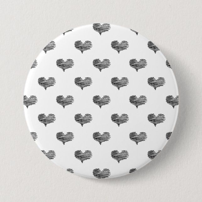 Love Valentine's Day Black Heart Sketch Button (Front)