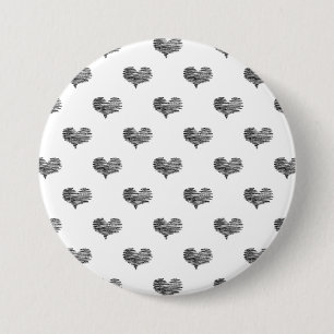 Love Valentine's Day Black Heart Sketch Button