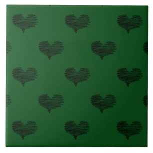 Love Valentine's Day Black Heart Sketch Ceramic Tile