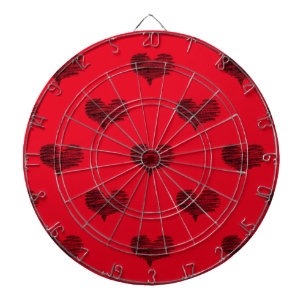 Love Valentine's Day Black Heart Sketch Dart Board
