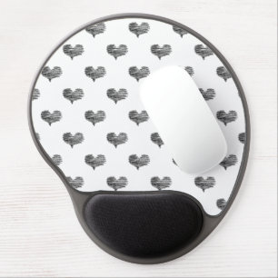Love Valentine's Day Black Heart Sketch Gel Mouse Pad