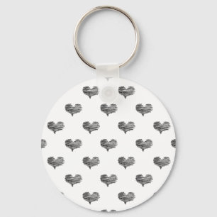 Love Valentine's Day Black Heart Sketch Keychain