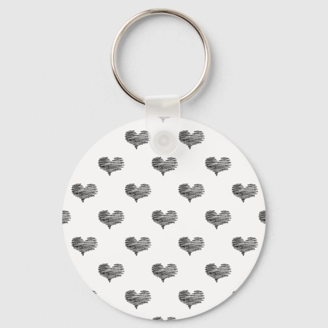 Love Valentine's Day Black Heart Sketch Keychain (Front)