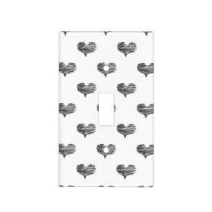 Love Valentine's Day Black Heart Sketch Light Switch Cover
