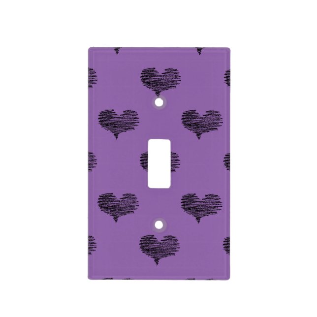 Love Valentine's Day Black Heart Sketch Light Switch Cover (Front)