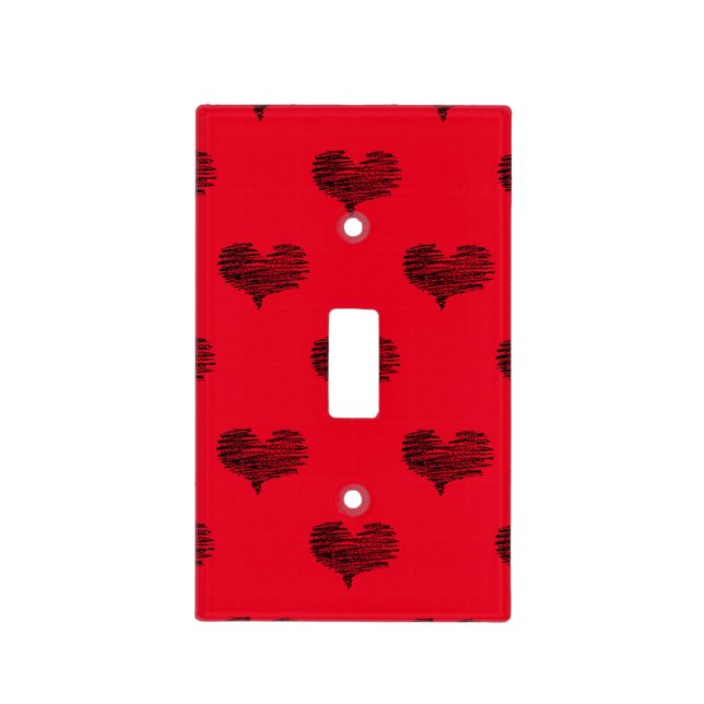 Love Valentine's Day Black Heart Sketch Light Switch Cover (Front)