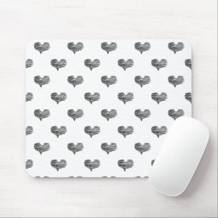 Love Valentine's Day Black Heart Sketch Mouse Pad