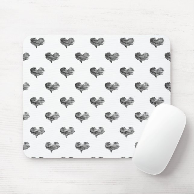 Love Valentine's Day Black Heart Sketch Mouse Pad (With Mouse)