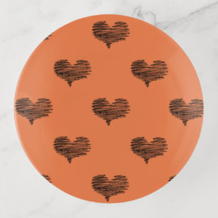 Love Valentine's Day Black Heart Sketch Trinket Tray