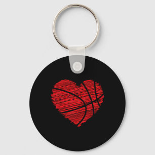 Love Valentines Day Bysketbyll Art Scribble Heart Keychain